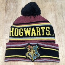 Harry Potter Hogwarts Gorro Sombrero Invierno Gorra Tejido OS Auténtico Pom Parche Rayas