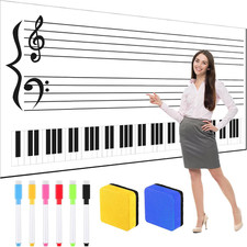 9-Piece Dry Erase Music Staff Set with Markers and Erasers for Classroom Use