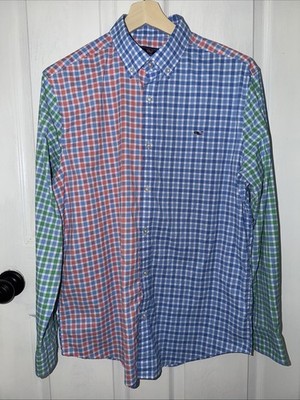 Vineyard Vines Men s Performance Whale Shirt Multi Color Size L Patchwork Tech