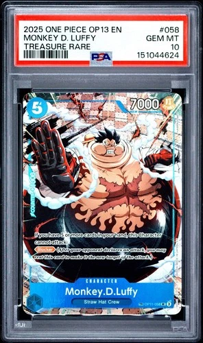 One Piece Monkey D Luffy Treasure Rare OP13 OP11-058 PSA 10 Gem Mint