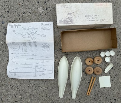 NIB FORNY Model Co Drop Tank Car Racer Kit D-1 Wood & Plastic Bonneville