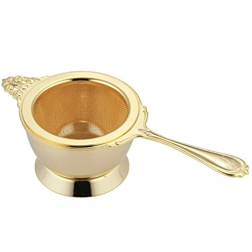 De Japón Oficial Takakuwa Metal Doble Colador de Té Infusores de Té Dorado