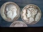 Barber Dime, Roosevelt Dime, Mercury Dime - 3 Coin Set
