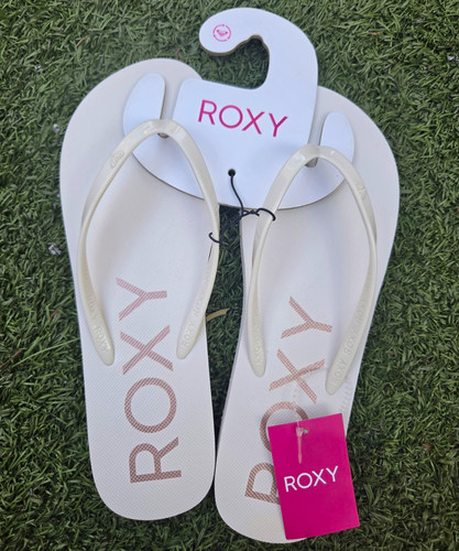 Roxy Women's White Logo Flip Flop Sandals Slip-On Lightweight Casual US 11