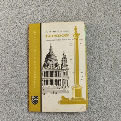 Map of Inner London VTGT 1960's W/Roadmap Westminster Bank of London Book