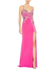 Mac Duggal Multi Color Beaded Floral Cami Gown Women's