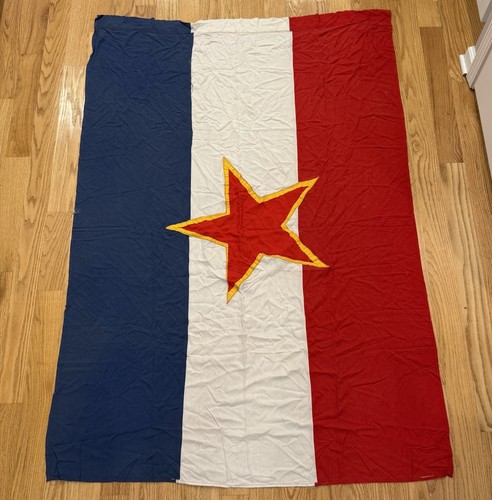 Vintage Yugoslavia Flag Hand Sewn Red Star Communist Banner 45x66