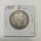 1915 D Barber 90% Silver Half Dollar 50c US Coin