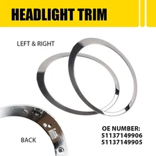 Pair(2) Left Right Side Headlight Trim Ring Chrome For MINI Cooper 2007-2015 EJ