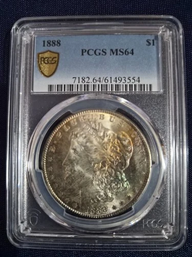 1888 P Morgan Silver Dollar PCGS Gold Shield MS64 Beautiful toning! Graded 01/26