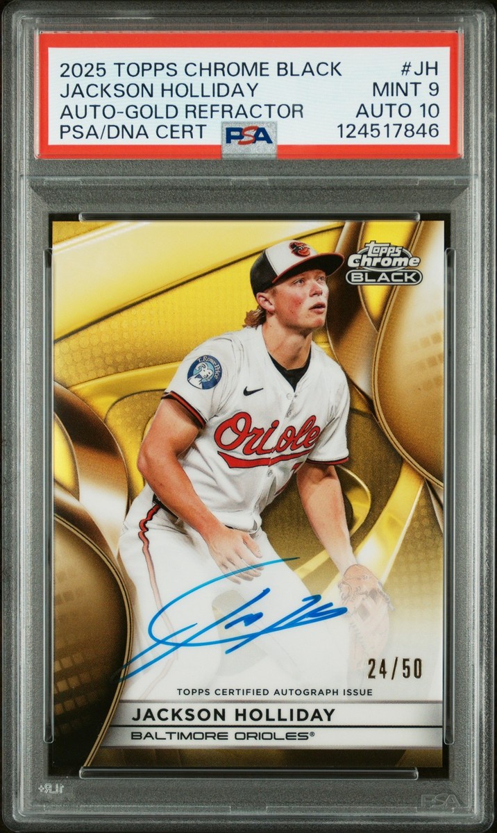 2025 Topps Chrome Black - Autographs Jackson Holliday #CBA-JH Gold