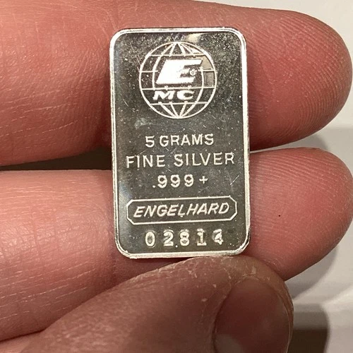 2x Rare Engelhard 5 Gram Silver Bar  .999 Fine Silver Sequential Serial Numbers