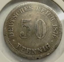 Germany💥1876  B  ... 50 Pfennig ... 0.90 SILVER COIN 🎯lot #122507
