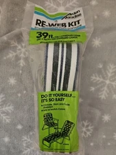 New Arden Paradise Re-Web Kit Lawn Chair Webbing 39 Ft. Black White 2-3/16" Wide
