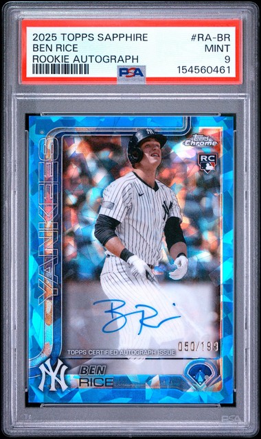 2025 Topps Chrome Sapphire Rookie Auto #RA-BR Ben Rice Rookie RC /199 PSA 9