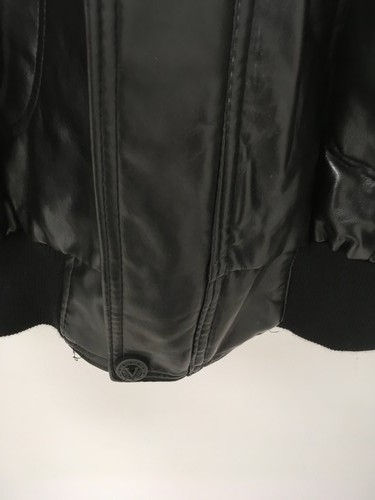 V COLLECTION MADE IN ITALY Men's XL Black Bomber Zip Up Jacket Pre-Loved Casual - Picture 6 of 10