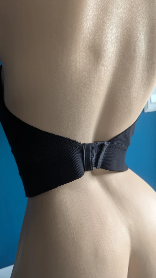 Sujetador Bustier Negro Corsé Wonderbra Años 90 De Colección 36C #7554 Pin-Up Gótico Retro Glam Rock Foto 3 de 4