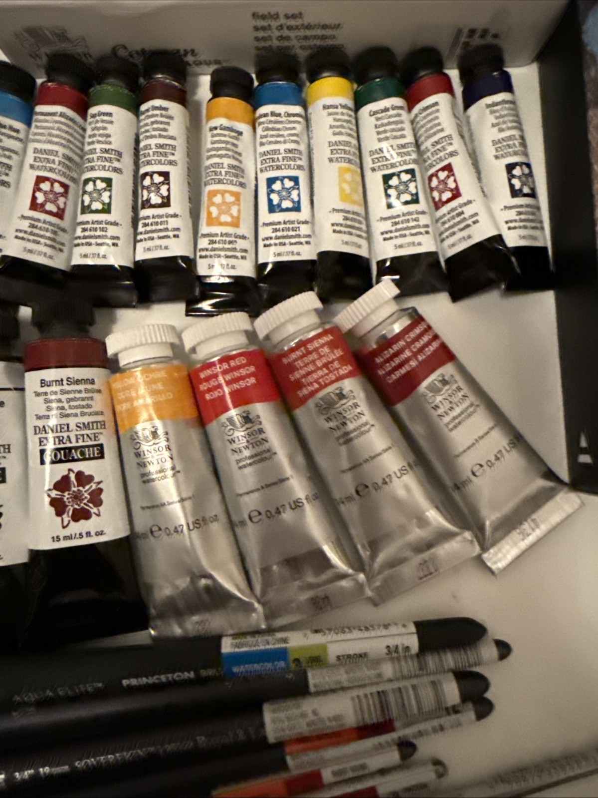 LOT OF 183 Daniel Smith Extra Fine Watercolors & Winsor & Newton Set & Arches