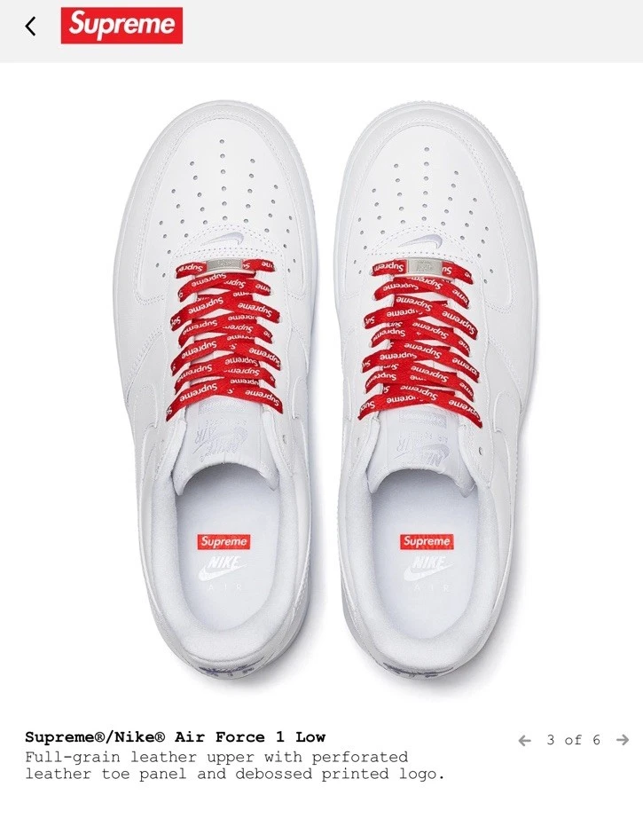Las mejores ofertas en Nike Air Force 1 Supreme White | eBay