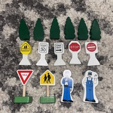 Brio Thomas Melissa  Doug Wooden Railway Trees Railroad Workers Traffic Signs