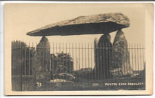 Nevern, Ceredigion - Pentre Ifan Cromlech, stones - postcard by Squibbs c.1920s
