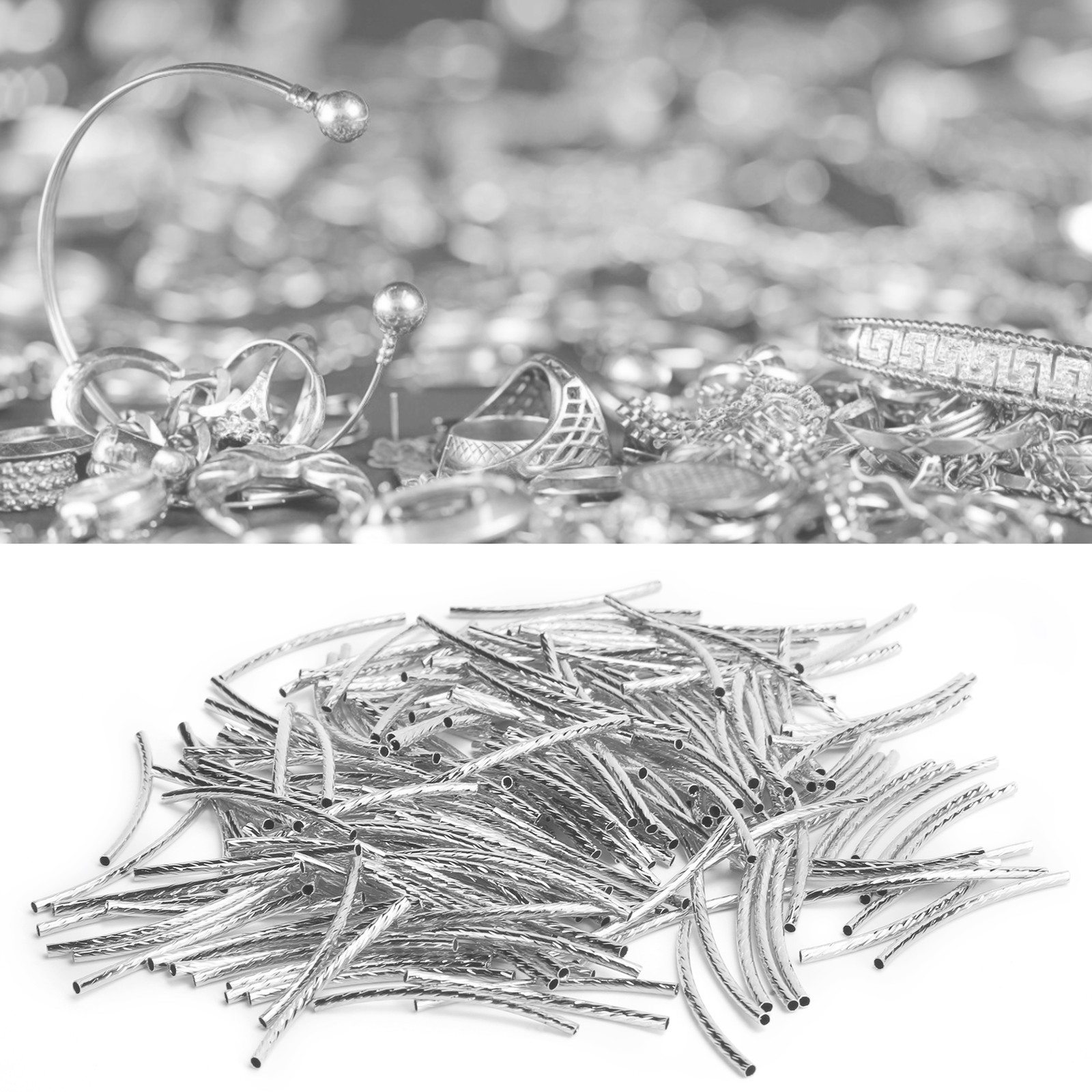 200Pcs Curved Noodle Tube Twist Spacer Beads Tube Accessory For Jewelry DIY