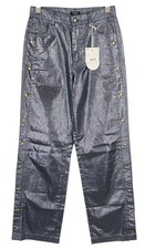 Liu Jo Laminated Women's Jeans W28 Glitter Blue Denim Snap Side Zipper Fly