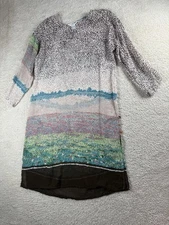 Citron Tunic Dress Womens XS Multicolor 100% Silk Button Side Boho Sheer Top