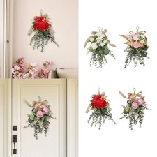 Eucalyptus Chrysanthemum Wreath Floral Swag Ornament with Teardrop Flower Wreath