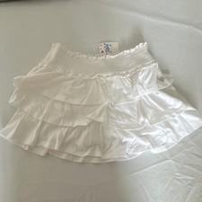 Justice Girls White Solid Tiered Ruffle Pull-On Elastic Waist Mini Skort 12