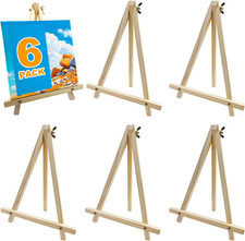 6 Pack 9 Inch Wood Easels, Tripod, Table Top Easels for Painting, Art Craft Pain