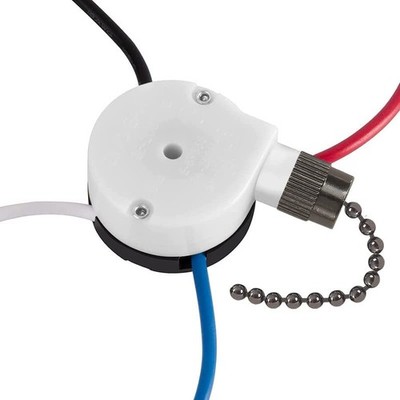 Ceiling Fan Switch 3 Speed 4 wire, with 4 Pre-Installed Wires, Black 