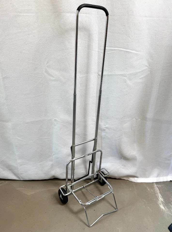 Folding Luggage Travel Chrome Caddy Suitcase Carrier Shopping Cart With Wheels - Image 2 of 4