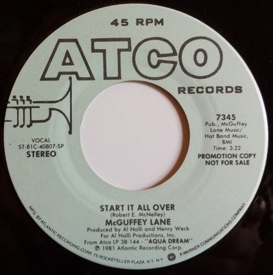 McGuffey Lane - Start It All Over - Used Vinyl Record 7 - Promo - G8100z