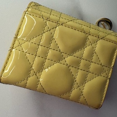 Christian Dior Lady Dior Lotus Wallet Yellow Patent Cannage
