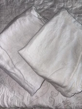 SIMPLE OPULENCE bright white100% linen KING pillow shams- Set of 2