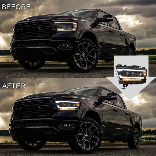 VLAND Amber LED Headlights For Dodge Ram 1500 2019-2023 2024 W/Sequential L+R - Picture 11 of 14