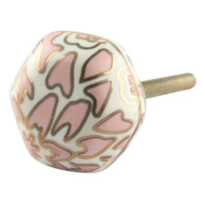 Pink Hexagon Small Ceramic Cabinet Knob Door knob