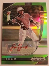 2020 Prizm Draft Pick Badeball Lime Green Ed Howard Red Auto /23 Chicago Cubs