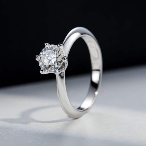 Anelli di Fidanzamento Moissanite 1/2ct Colore D VVS1 Regalo Anniversario per Donna GRA - Foto 4 di 11