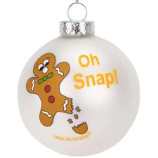 Tree Buddees Oh Snap! Funny Gingerbread Man Glass Christmas Ornament Fun Xmas 