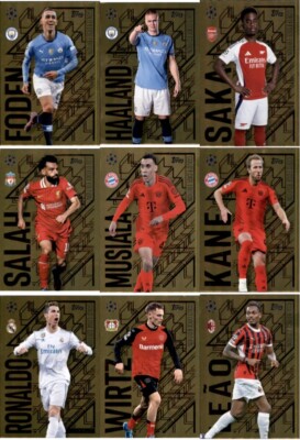 Champions League 2024/25 Trading Cards Set alle 9 Gold Edge Edition Karten