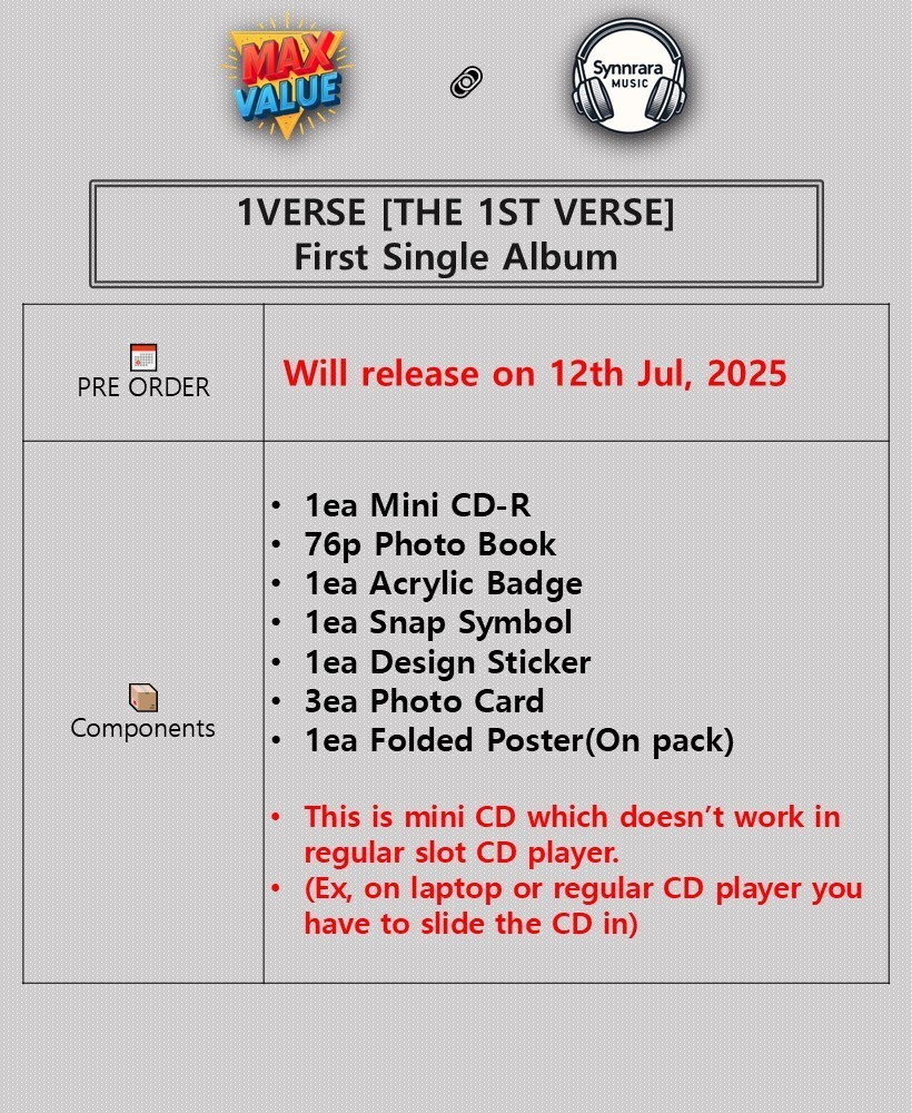 1VERSE [THE 1ST VERSE] First Single Album Mini CD+Book+Badge+