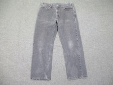 Levis 505 Jeans 38X30 Black Faded Regular Fit Straight Leg Vintage Denim