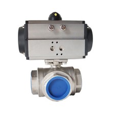 NPT 2'' Double Acting 3-way Ball Valve Pneumatic Actuater Automatic Control
