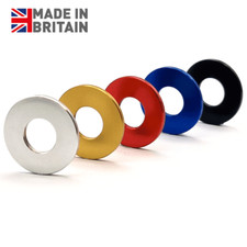 M3 M4 M5 M6 M8 M10 M12 Aluminium Anodised Flat Penny Washer - Bar Turned - Bike