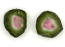 Natural Watermelon Toumaline 2 Slices  Ready To Be Set In Jewelry 9mm Round 