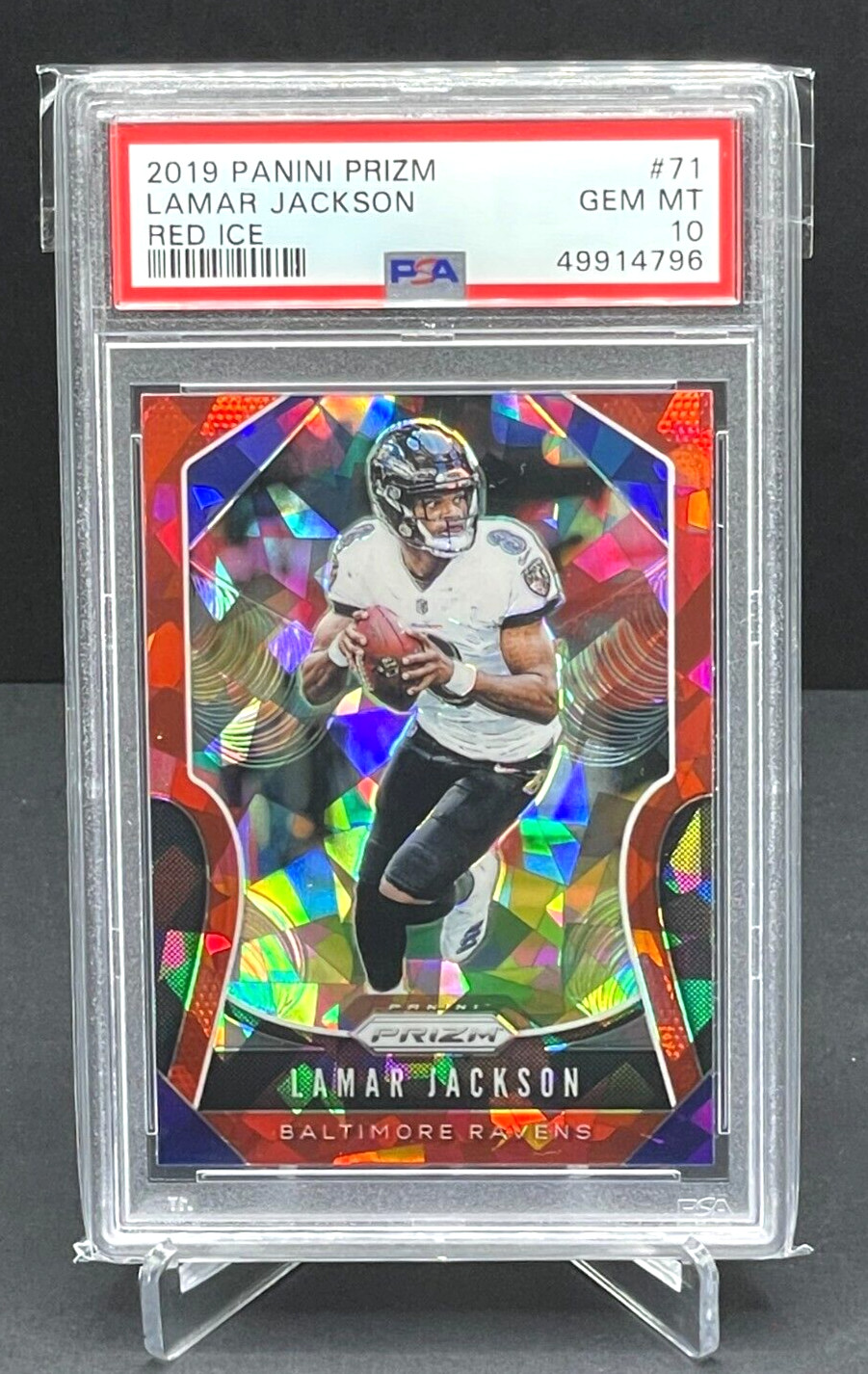 2019 PANINI PRIZM RED ICE LAMAR JACKSON #71 PSA 10 GEM MINT Baltimore Ravens