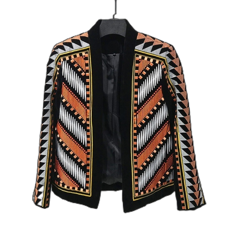 2XL Floral Embroidery Long Sleeve Blazers Nightclub Party Dance Mens Jacket Coat