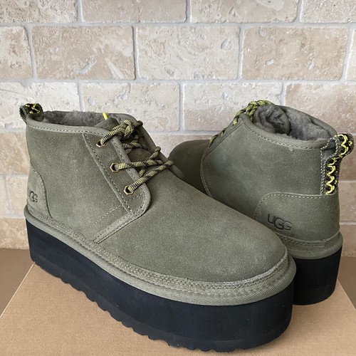 UGG NEUMEL HERITAGE 2” PLATFORM BURNT OLIVE SUEDE WOOL BOOTS SIZE 8 WOMEN |  eBay